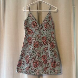 Hello Molly Floral Mini Dress - Pink and Gray